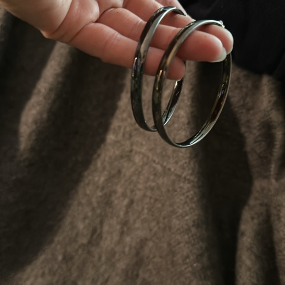 Vintage Brutalist Silver Tone Abstract Hoop Earring Lot Set 8 Pairs 1.5 to 2.5” - Picture 6 of 10